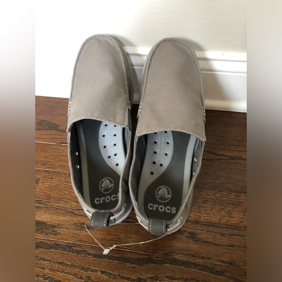 *NEW* Crocs Men’s 13 Walu Syn Slate Gray Slip-On Canvas Loafers main image 9